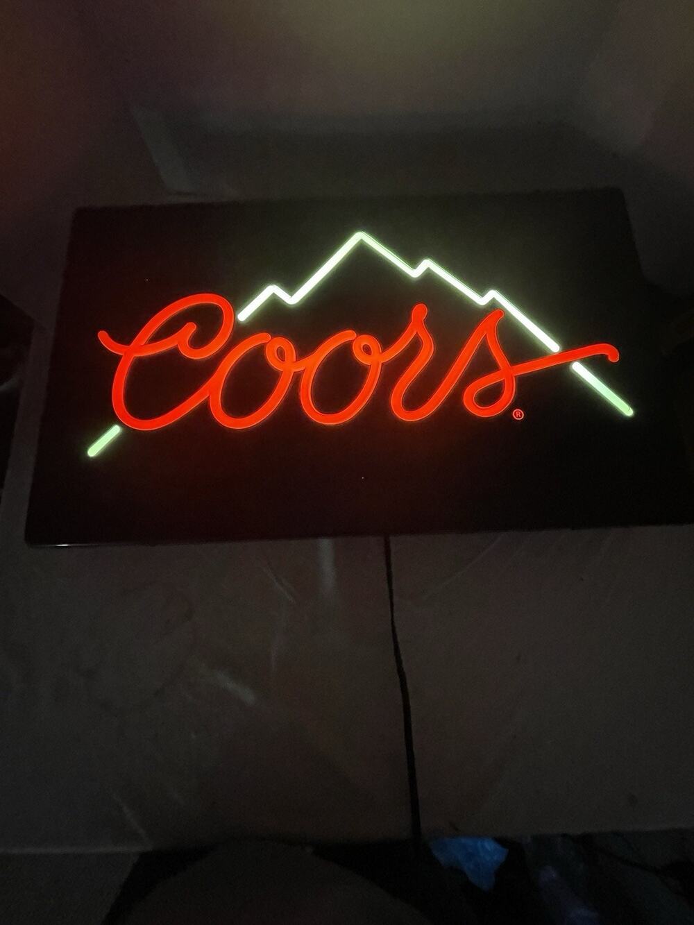 Vintage Coors Beer Lighted Bar Sign Large Light Up Neon Style Rocky Mountains
